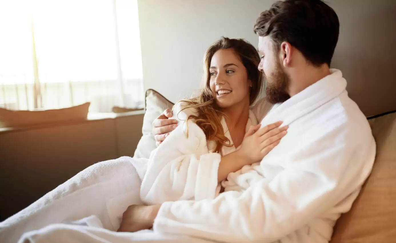 Couples enjoying spa retreat together